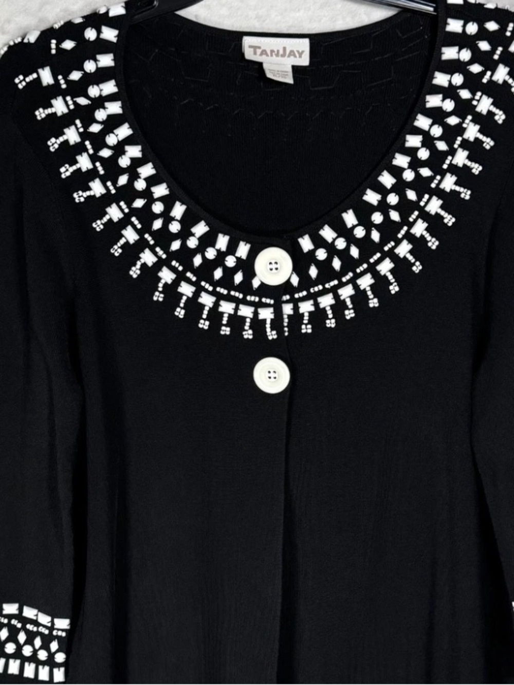 TanJay Black & White Embellished Tunic